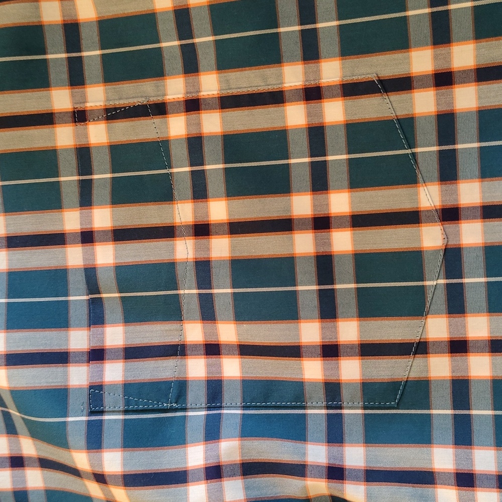 Land's End Shirt Size L Plaid Button Down Long Sleeve Cotton Office Casual Green - Picture 12 of 13